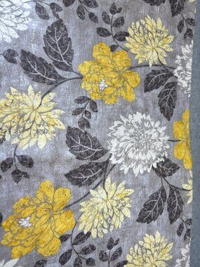 Timeless Treasures Floral Fabric 1/2 yard x 44" Cotton Grey Yellow White